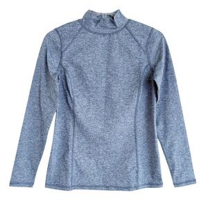 QVC Zuda Blue Space Dye Long Sleeve Mock-Neck Top Size Small  Athletic Wear New